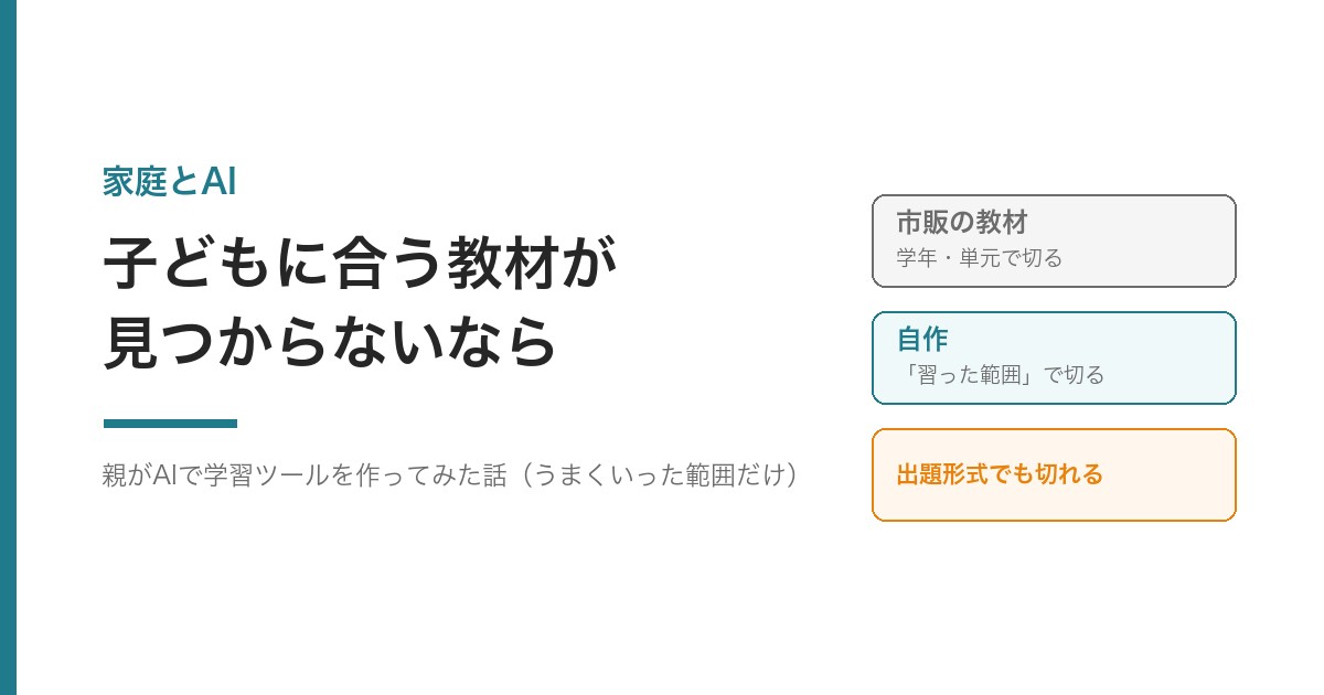 子どもに合う教材が見つからないなら親がAIで学習ツールを作ってみた話(アイキャッチ)