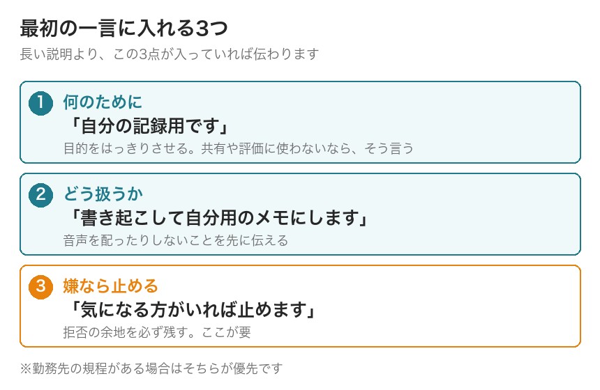 最初の一言に入れる3つ